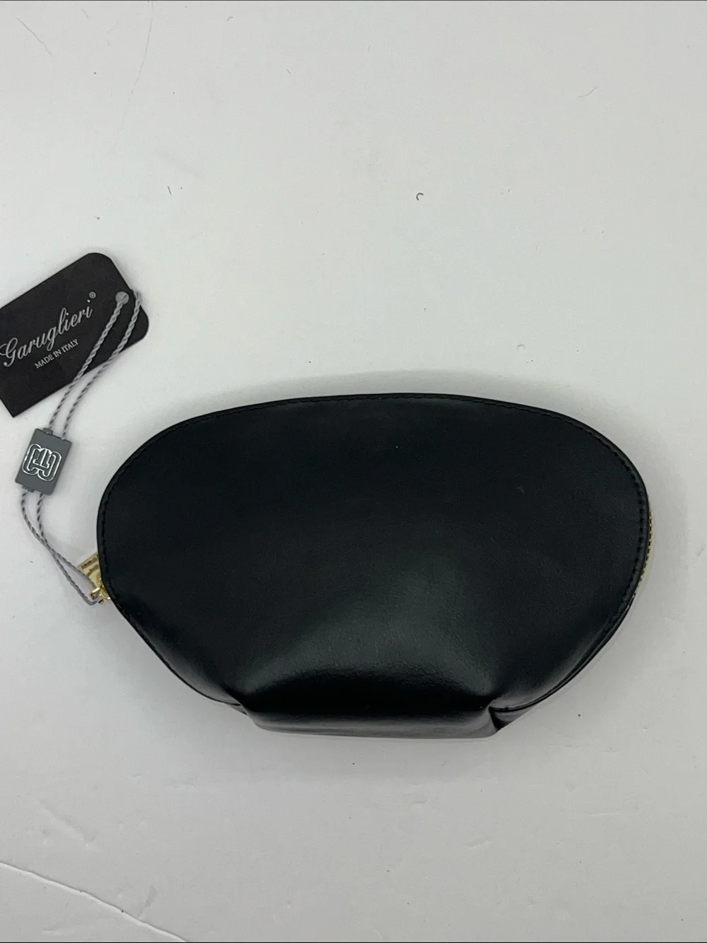 NWT ] Garuglieri Black Leather Cosmetic Case